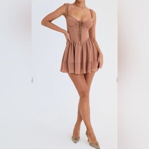 Mistress Rocks Cinnamon Lace Up Mini Dress Small